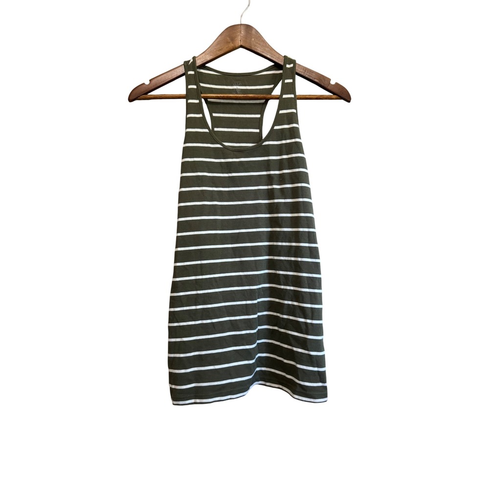 a.n.a Striped Racerback Tank Top Womens Large Olive Green Excellent Cotton Blend